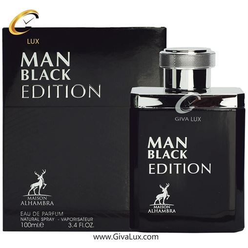ادو پرفیوم مردانه الحمبرا اورجینال مدل Man Black Edition | من بلک ادیشن رایحه مشابه مون بلان لجند (مونت بلانک لجند) حجم 100 میل